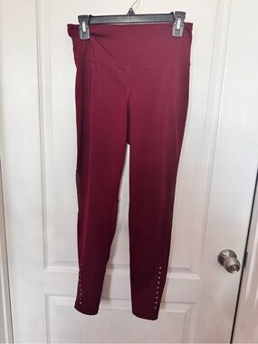 Old Navy Maroon High-Waist Active Leggings with Stud Detail